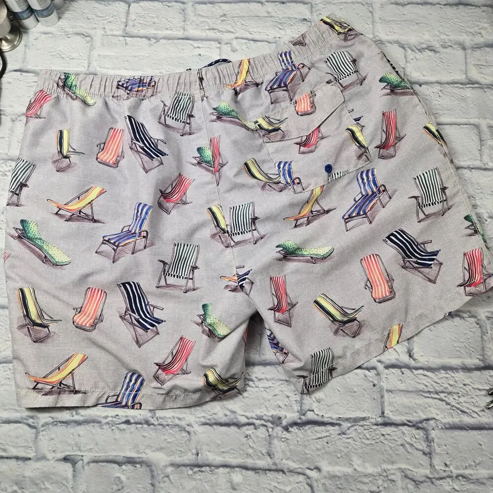 Tommy Bahama Relax Men's Swim Shorts Naples Novelty Beach Chair Print Lined XXL